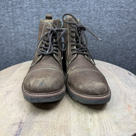 Dockers Rawls Rugged Mens 9M Brown Faux Leather Lace-Up Ankle Boots Side Zippers - Picture 5 of 10